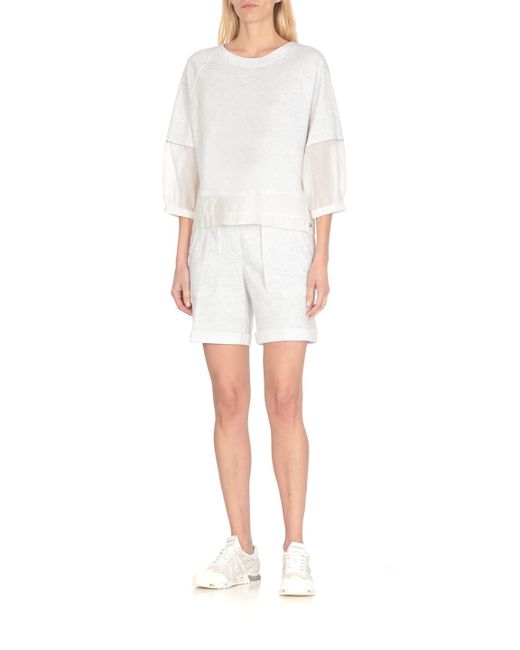 Peserico White Cotton And Silk Sweatshirt