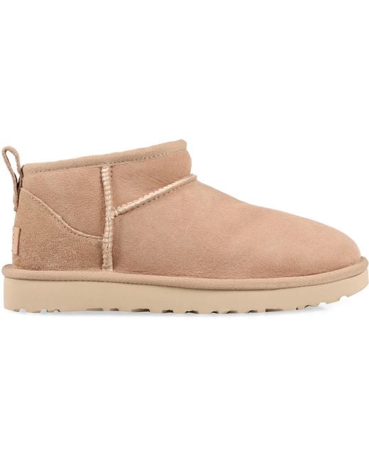 Ugg Brown Classic Ultra Mini Ankle Boots Ovine Leather