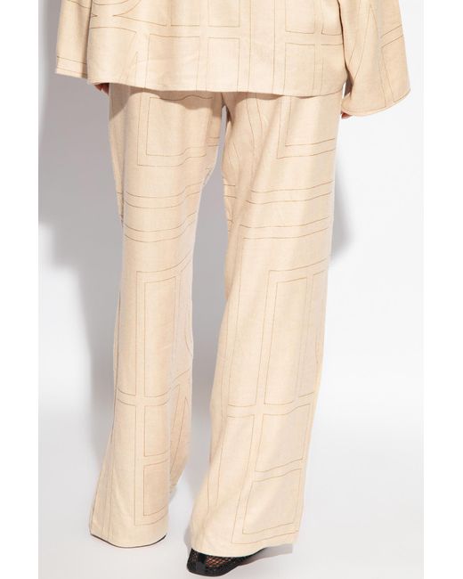 Totême  Natural Toteme Trousers With Monogram