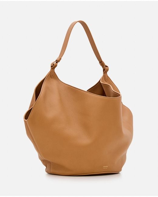 Khaite Brown Medium Lotus Leather Bag