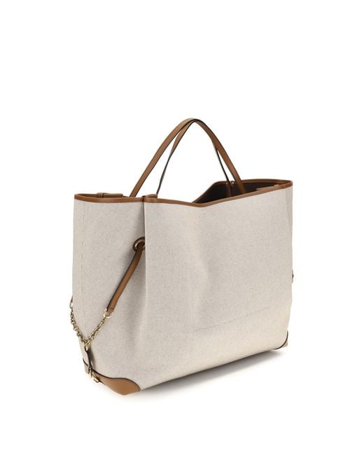 Chloé White Large Carry Tote Bag Cotton Shoulder