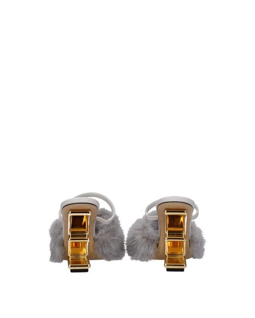 Fendi Metallic Mink Slippers