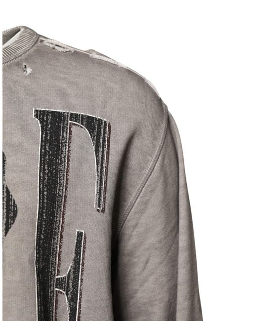 Dolce & Gabbana Gray Logo Print Crew Neck Pullover Sweater for men