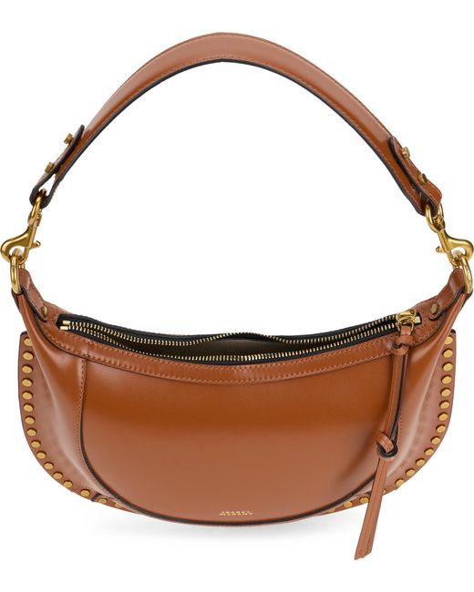 Isabel Marant Brown Shoulder Bag Oskan Moon Brushed Leather Calfskin