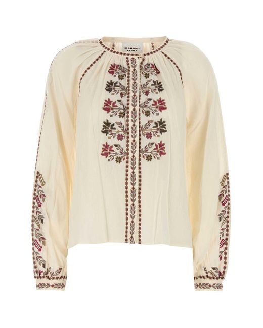 Isabel Marant Natural Lynne Embroidered Cotton Blouse