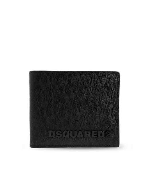 DSquared² Black Leather Wallet With Logo for men