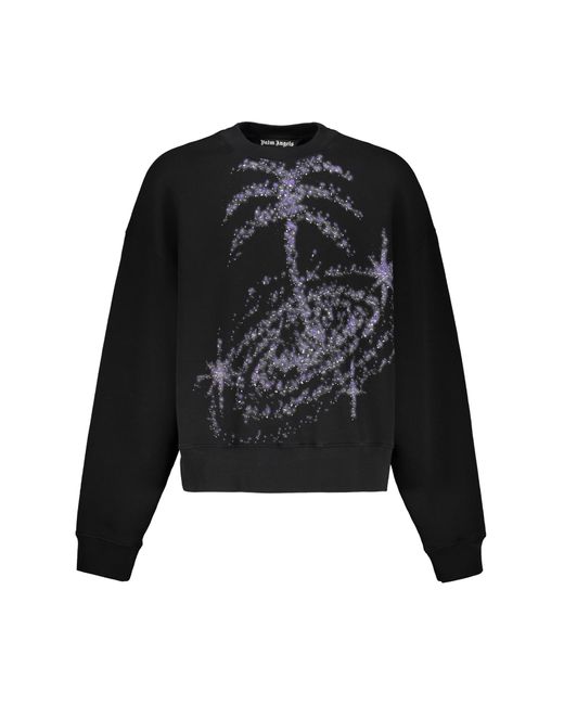 Palm Angels Black Printed Cotton Sweatshirt for men