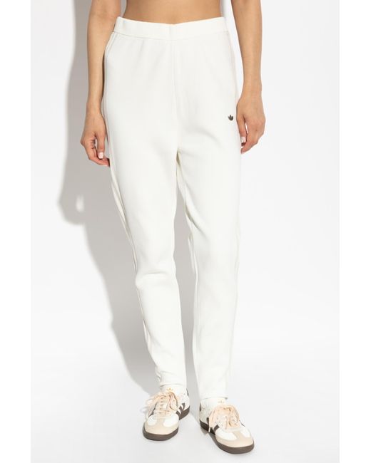 Adidas Originals White Sweatpants With Logo-Shaped Appliqué