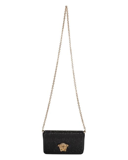 Versace Black Elegant Clutch With Golden Closure