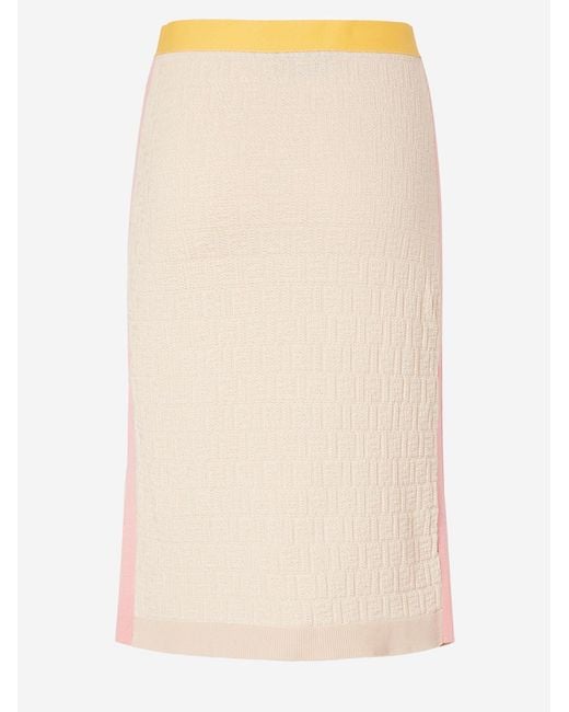 Fendi Natural Skirt Cotton And Silk
