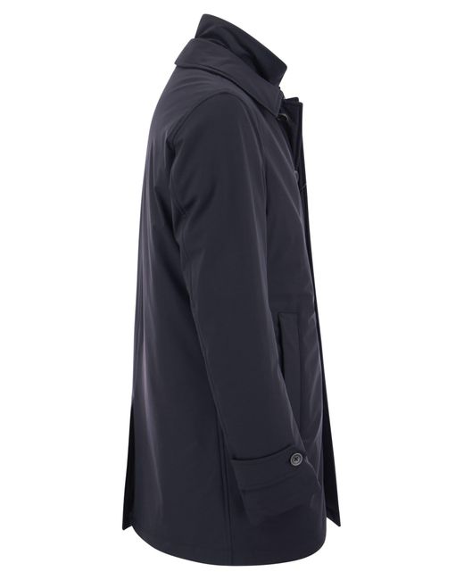 Herno Blue Long Down Jacket With Buttons for men
