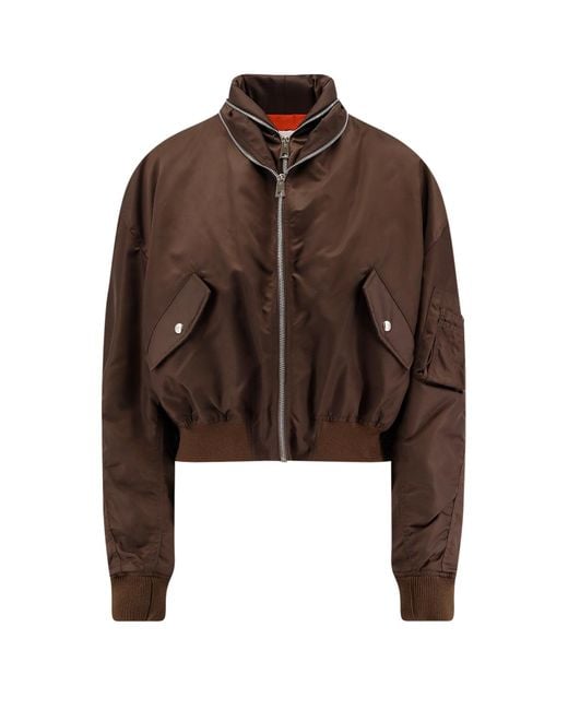 Givenchy Brown Nylon Bomber Jacket With Double Zip