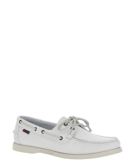 Sebago White Docksides Portland for men