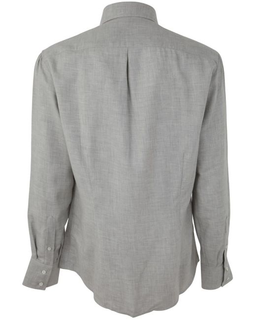 Brunello Cucinelli Gray Long-sleeve Cotton Blend Shirt for men