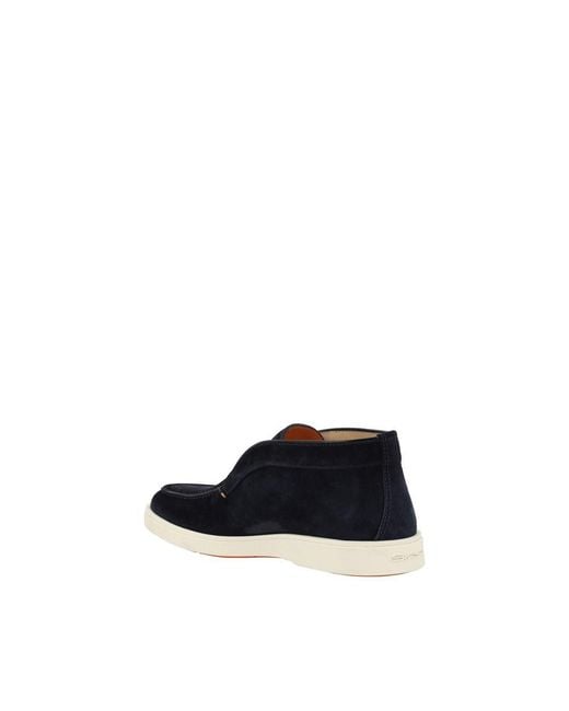 Santoni Blue Calf Leather Bos Taurus Ankle Boots for men
