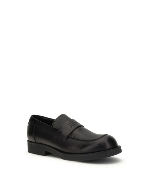 MM6 by Maison Margiela Black Loafers With Visible Topstitching for men