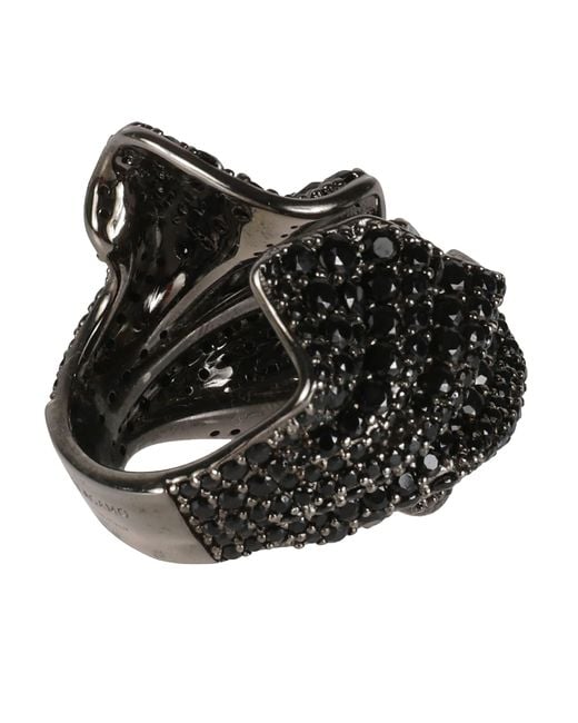Ferragamo Black An Drape Embellished Ring