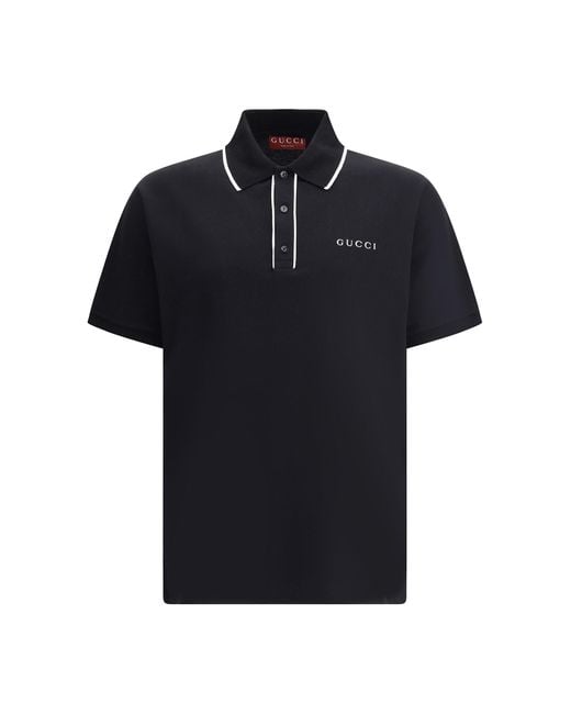 Gucci Black Logoed Polo Shirt for men