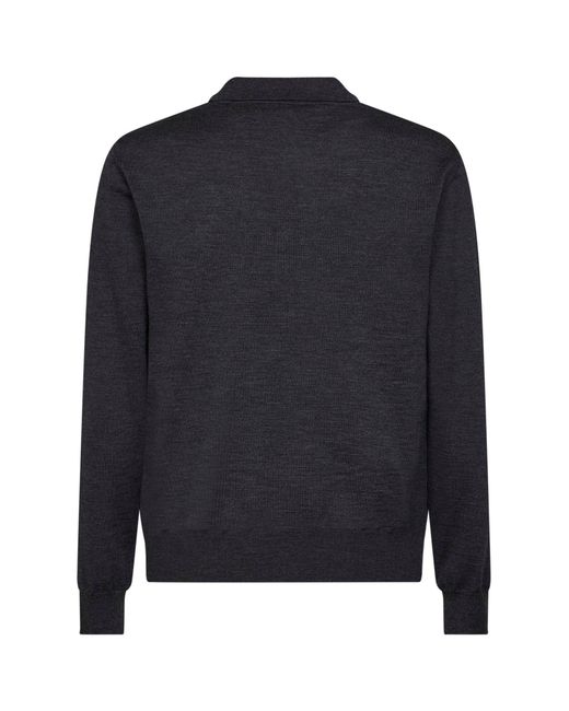 Valentino Blue Dark Wool Polo Shirt With Vlogo Embroidery for men