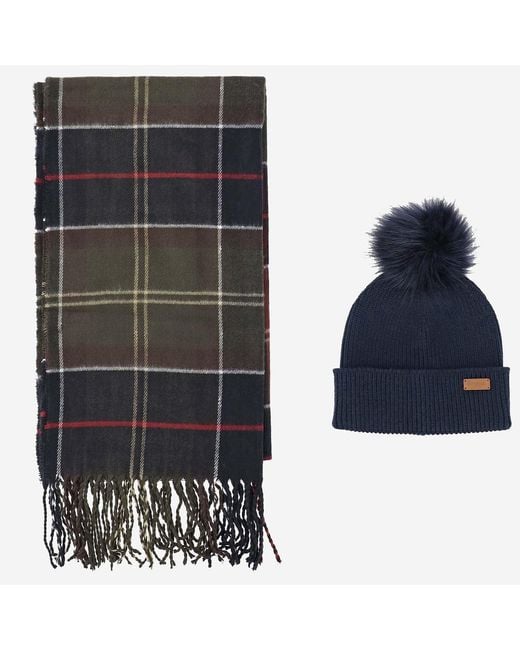 Barbour Red Scarf And Hat Set