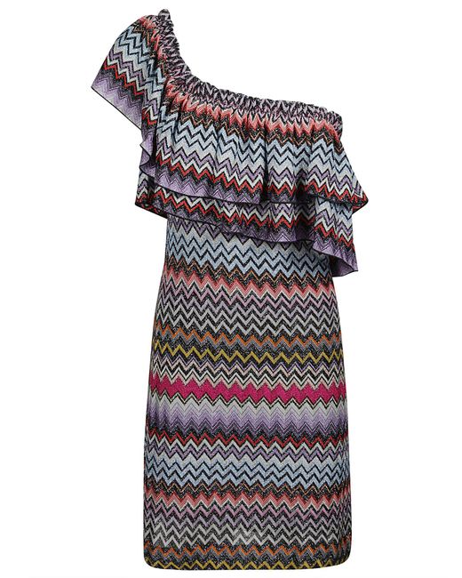 Missoni Multicolor One-Sleeve Printed Dress