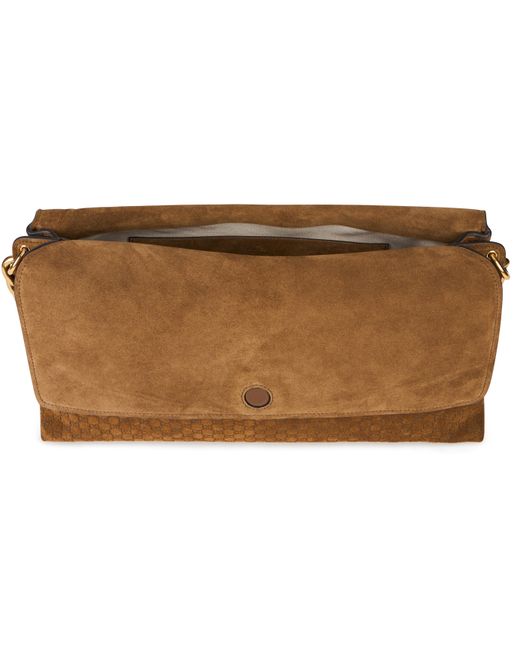 Gucci Brown Shoulder Bag Suede Calfskin Handbags