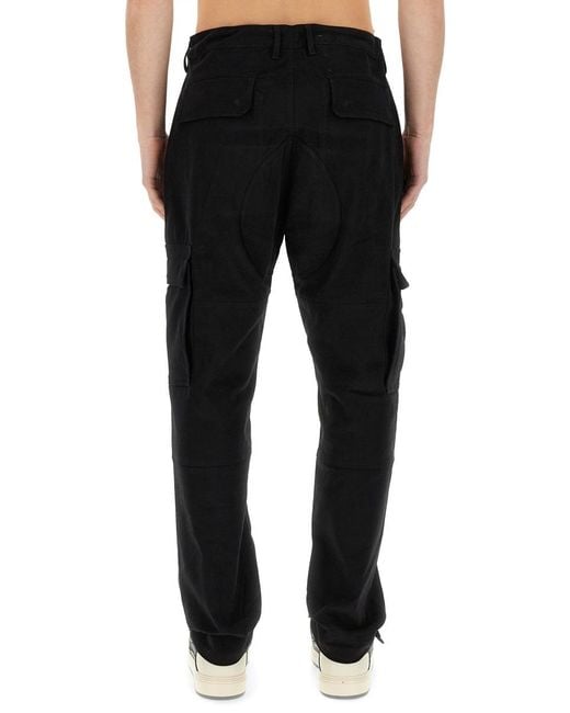 Marcelo Burlon Black Cargo Pants Cotton Trousers for men