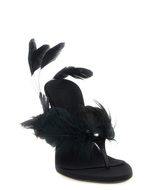 Paris Texas Black 'Lidia Feather Thong' Mules