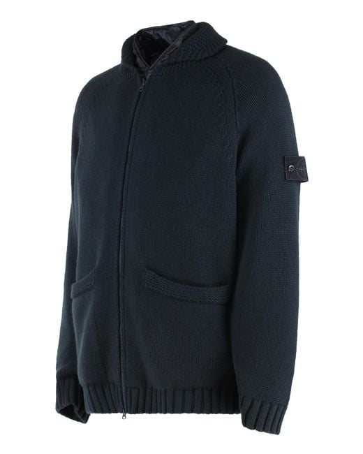 Stone Island Blue Cashmere Sweater With Removable Lining for men