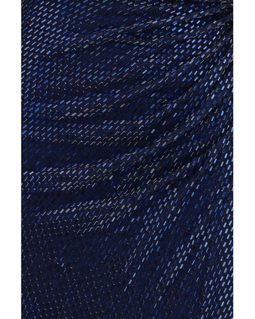 Self-Portrait Blue Midi Dress With Cape Sleeves And Crystals Polyester; Elastane