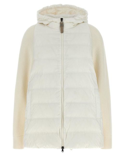 Brunello Cucinelli White Polyester Full-Length Jacket Clothing