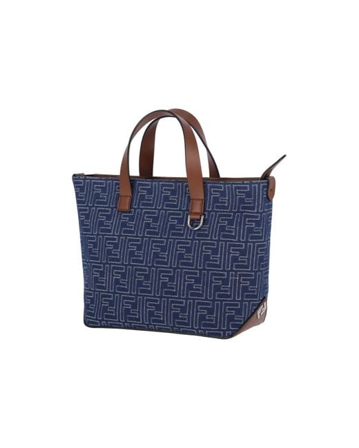 Fendi Blue Small Tote Bora Ff for men