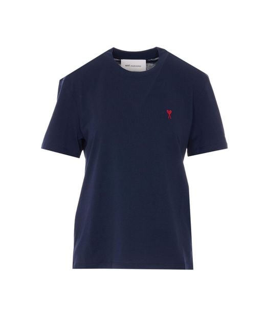AMI Blue T-Shirts And Polos Cotton