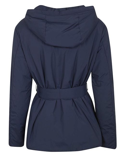Herno Blue Hooded Belted Jacket