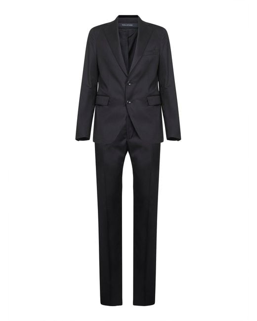 Tagliatore Black Virgin Wool Vesuvio Single-Breasted Suit for men