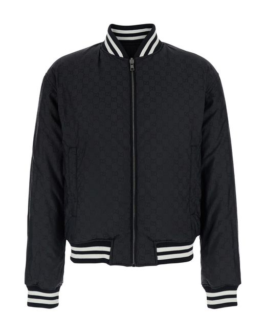 Gucci Black Reversible Jacket Tech Fabric Polyester Coat for men