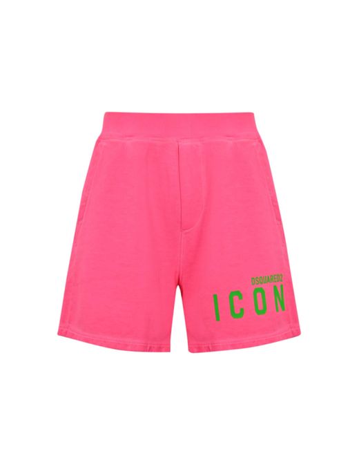 DSquared² Pink Icon Cotton Shorts for men