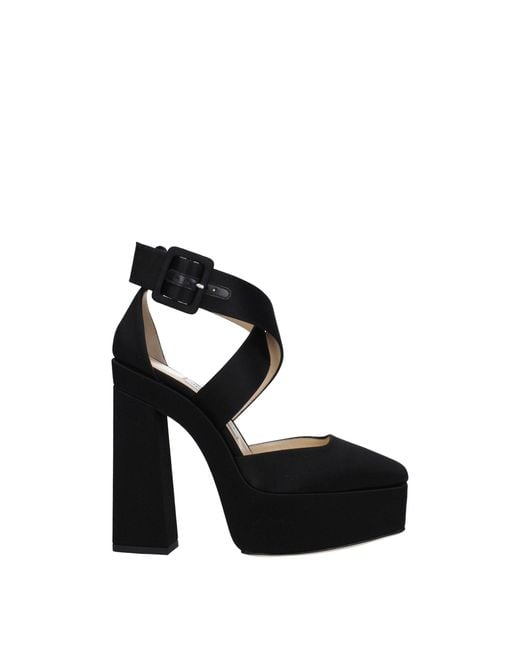 Jimmy Choo Black Satin Platform Sandals