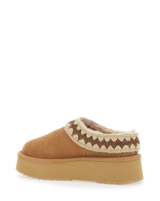 Mou Brown Braided Suede Mules Sheep