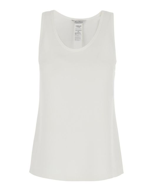 Max Mara White Sleeveless Top Pavido Silk Tops