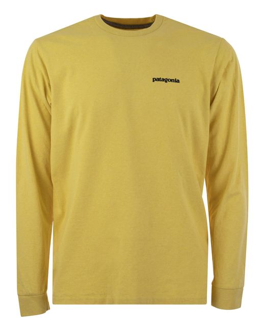 Patagonia Yellow T-Shirt With Logo Long Sleeves for men