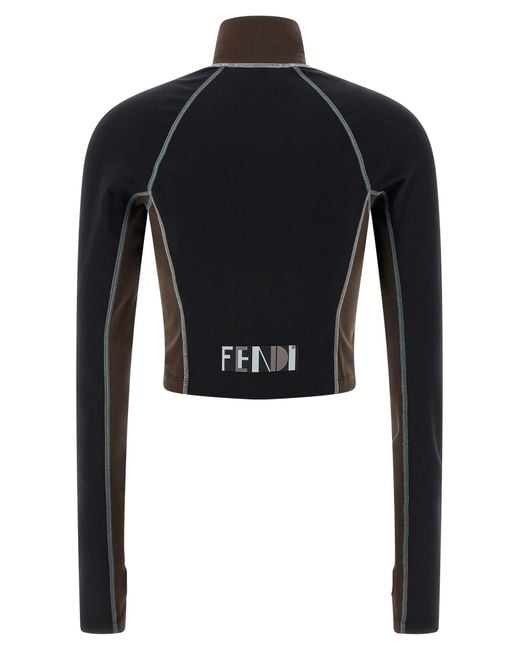 Fendi Black Color Block Tops