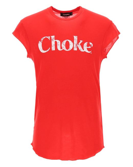 DSquared² Red Choke Fit Wool Tee for men