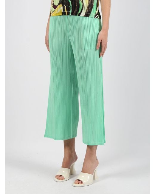 Pleats Please Issey Miyake Green March Pleated Trousers