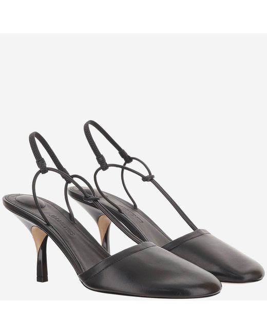Jacquemus Metallic Pina Sculptural Lacquered Heel Leather Sandals