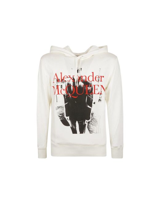 Alexander McQueen White Hoodie Logo Sweatshirt for men