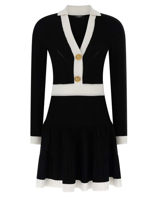 Balmain Black Two-Tone Dress