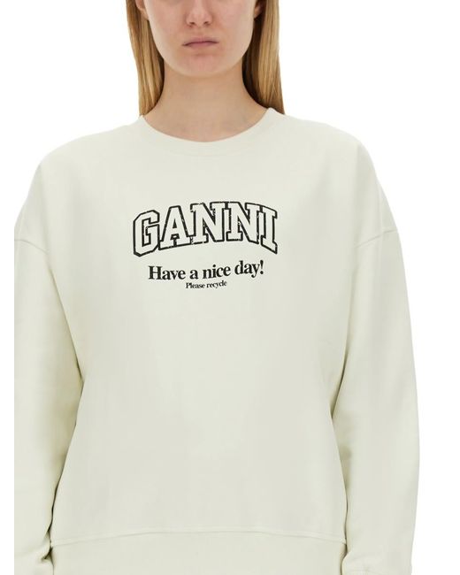 Ganni Gray Sweatshirt With Logo