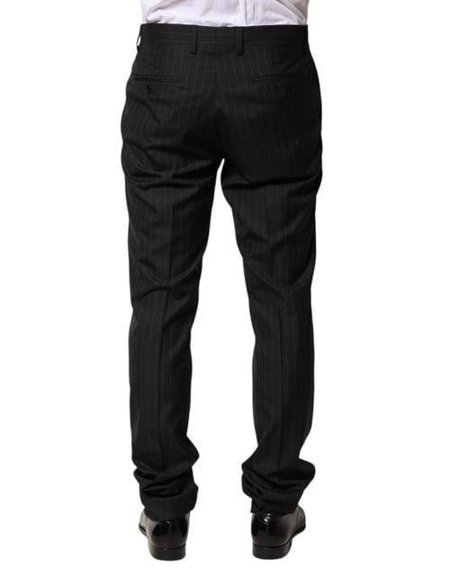 Dolce & Gabbana Black Stripes Wool Dress Trousers Pants Se+Wv for men