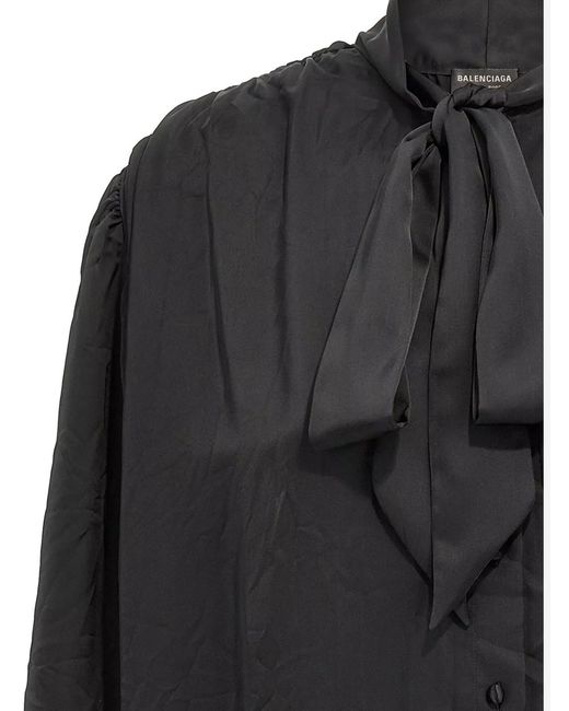 Balenciaga Black Shirt With Bow Polyester